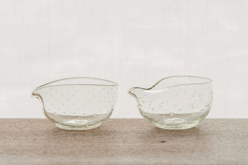 くるみしずくの片口 ドット泡 | ガラス工房 橙