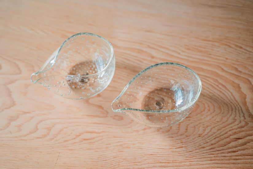 くるみしずくの片口 ドット泡 | ガラス工房 橙